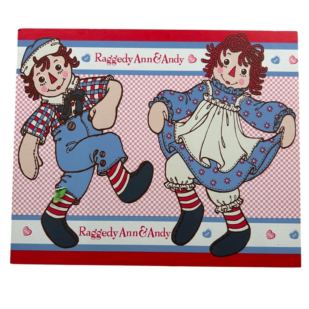 Vintage Raggedy Ann Andy Wood Wall Plaque 10x8 Nursery Americana Gingham